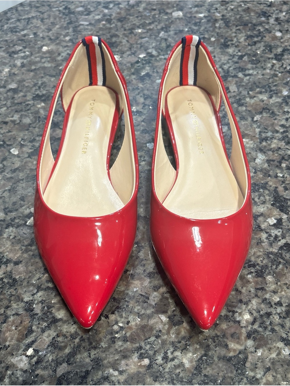 Tommy Hilfiger Women's Velahi Cutout Pointy Toe Flats Red Size 7M